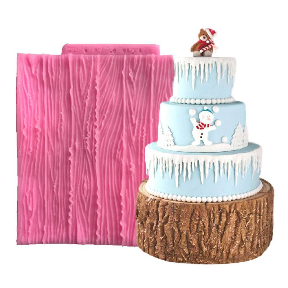 1Pc Boomschors Textuur Hout Patroon Mat Fondant Siliconen Mal Taart Decoratie Suiker Mal Bakken Chocolade Mold Tool
