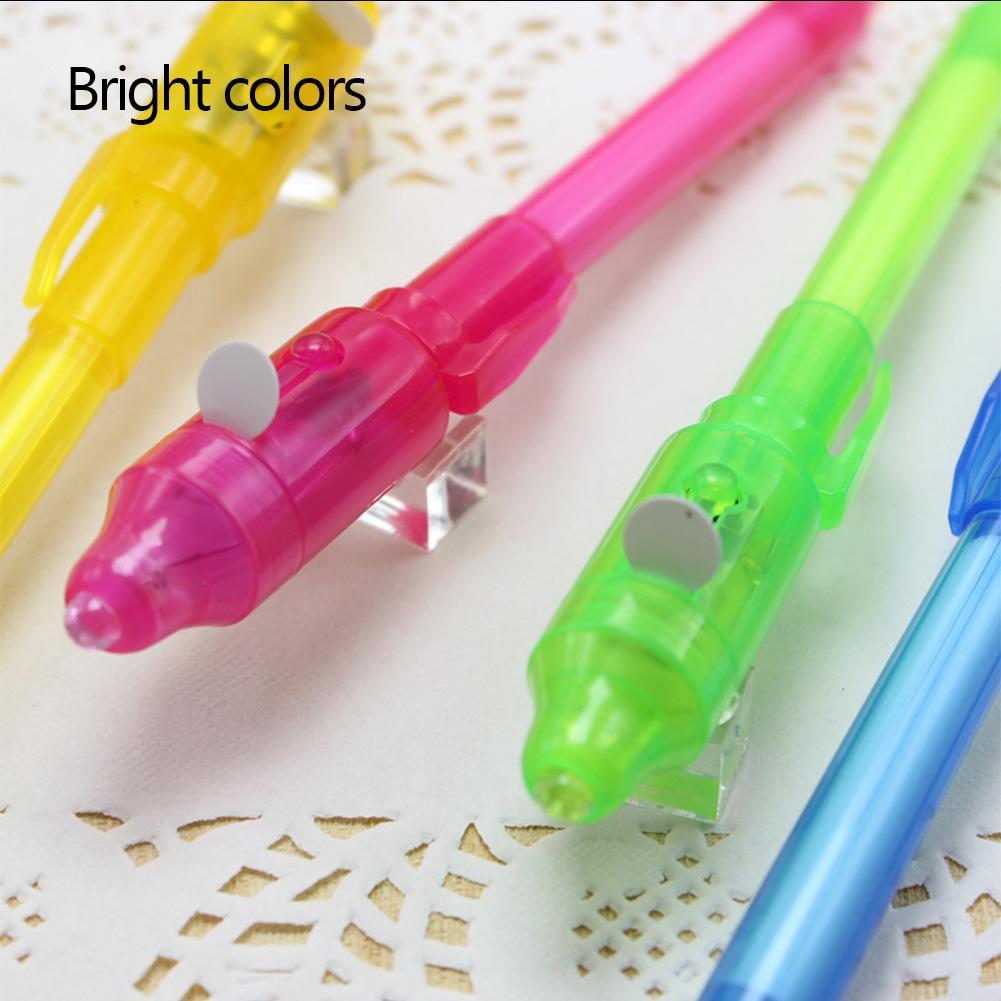 Children Kids Secret Message Invisible Ink LED Detector Lights Pens Ballpens Combo 2 in 1 Magic Invisible Ink Pen