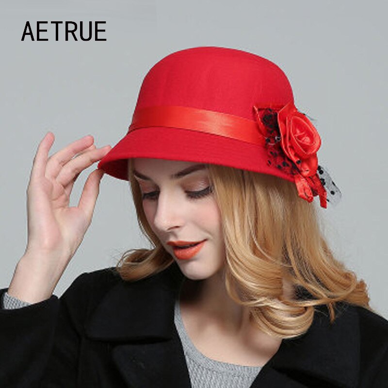 Zuivere koepelvormige wollen dames fedora dames lente winter hoeden voor vrouwen fedora's bloemen effen wol dame gorras brede rand meisjes fedora's
