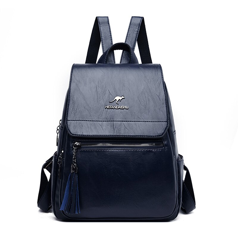 2020 nowy dorywczo skórzany designerski plecak kobiety plecaki o dużej pojemności dla młodzież szkolna dziewczyny wysokiej jakości plecak podróżny: niebieski