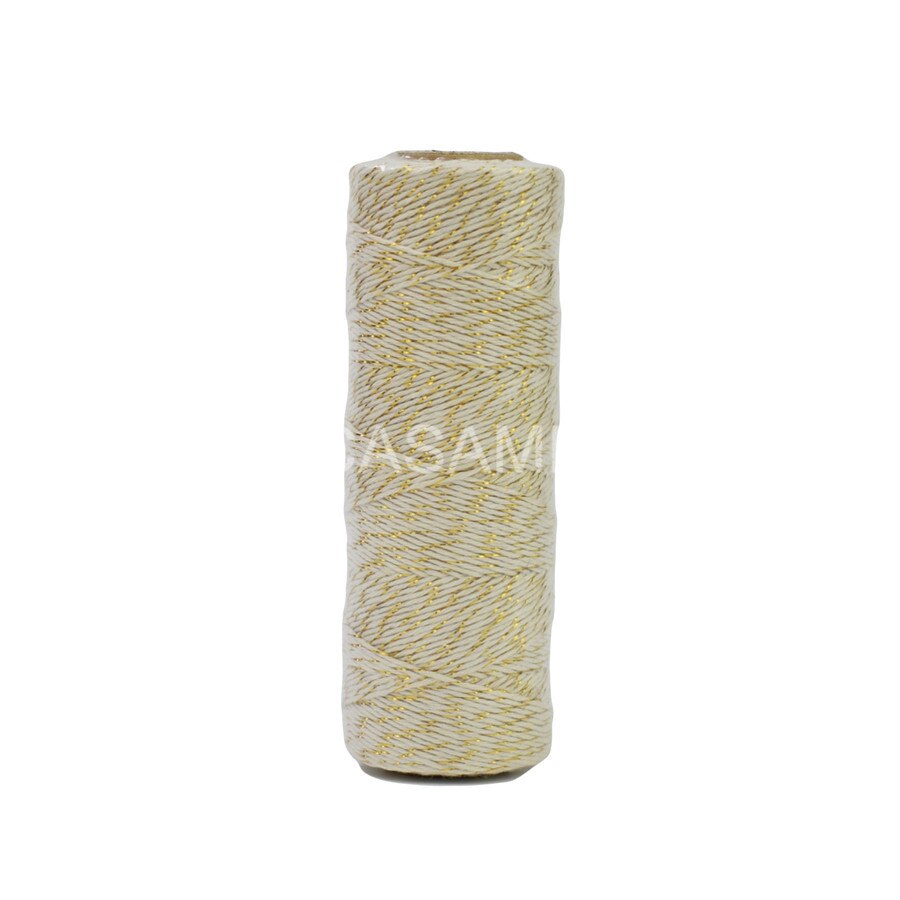 100% natural cotton rope 4ply (100Yards) 1pcs thin Bakers twine color baker twine silver gold red pink cotton string color: white gold