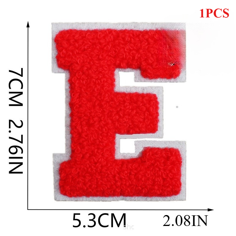 7Cm White Background Red Character Embroidery Cloth Sticker English Letters Towel Embroidery Patch Sticker Computer Embroidery: Nickel