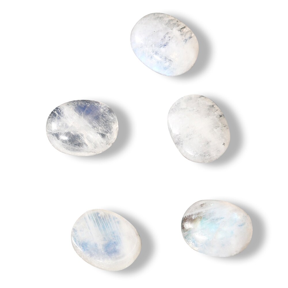 7.8-8.6 CT Oval Cut Natural Moonstone 11x17MM Loose Stones with Blue light Decoration Gemstone Jewelry 5 pcs/set