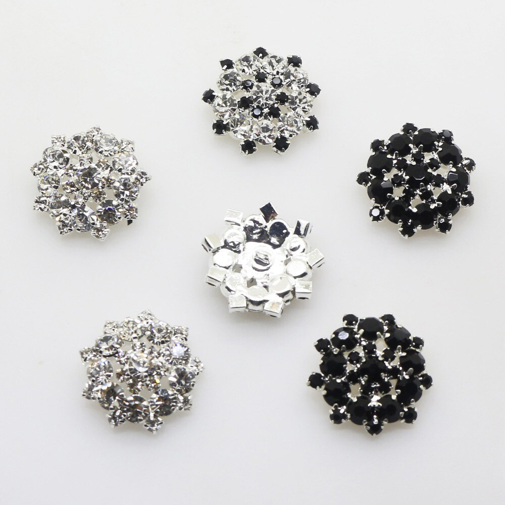 10 st/lot 22mm silver metallknappar diamant strass knapp diy för bröllop dekoration sömnad kläder knappar: Blanda färg