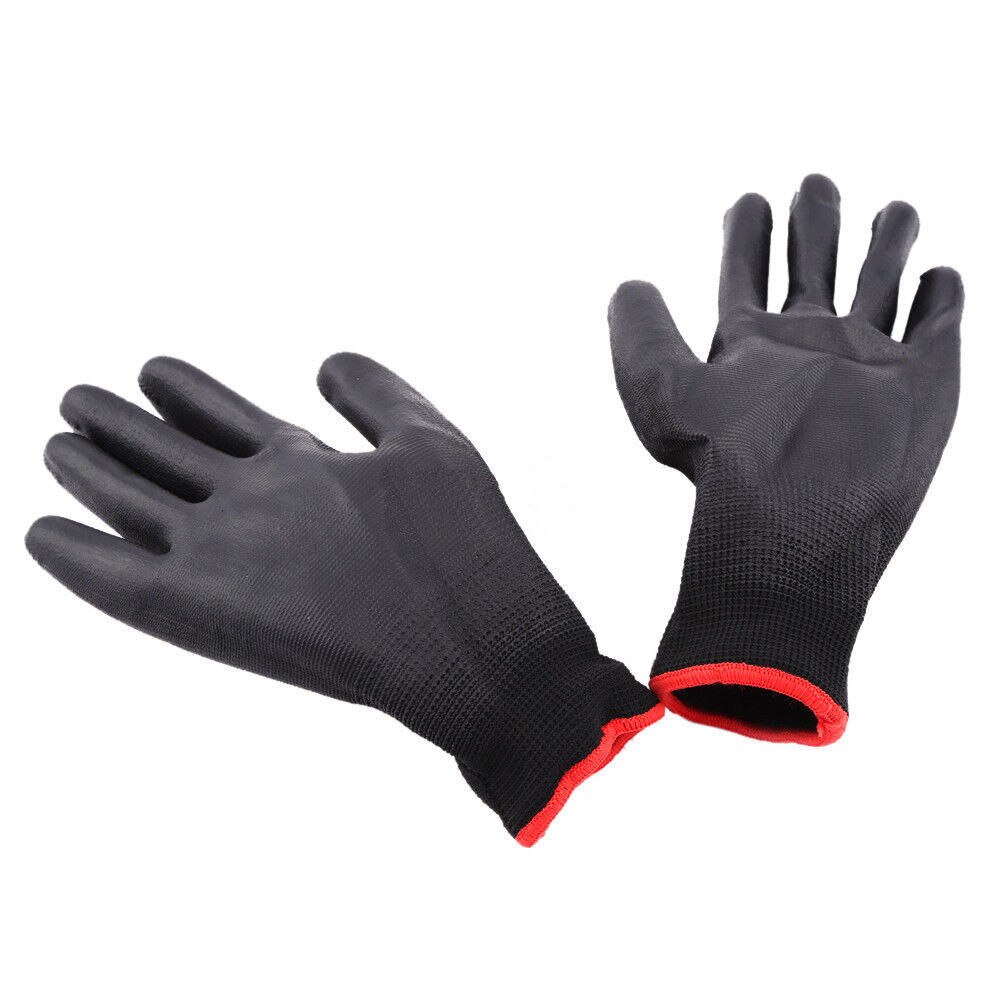 Solide PU Nylon Sicherheit Beschichtung Arbeit Handschuhe Builders Palm Schützen Anti statische Nylon Gummi Beschichtete Handschuhe Stricken Manschette Chemische