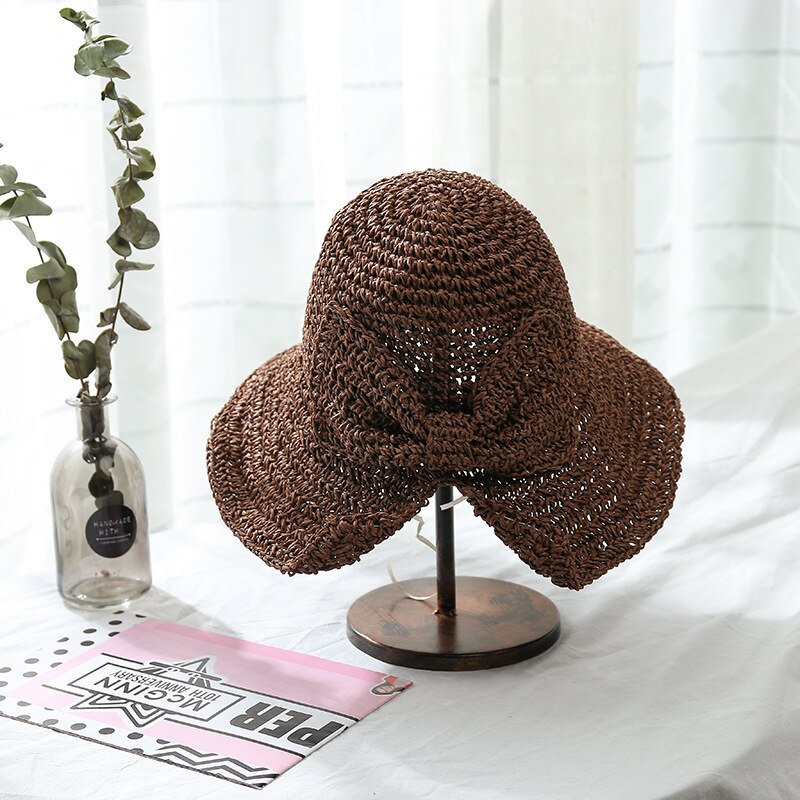 2022 Summer Big Bow Bucket Hats Women Korea Female Outdoor Travel Beach UV Proof Sun Protection Hat Fisherman Cap: 7