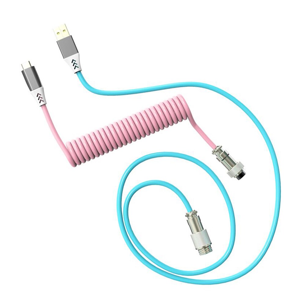 Cable de aviador para teclado mecánico, Conector de aviación USB tipo C en espiral, Cable de resorte, enchufe de ordenador de escritorio, accesorios de decoración: Default Title