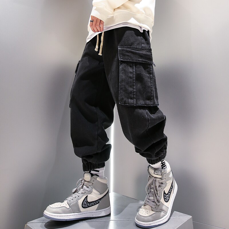 Pantaloni harem de marime mare hip hop coreean blugi de primăvară pantaloni de jogging casual pentru bărbați îmbrăcăminte de stradă kpop pantaloni de jogging largi