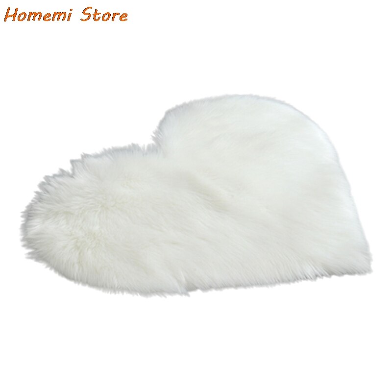 Pluche Tapijt Voor Woonkamer Hartvormige Pluche Tapijt Slaapkamer Tapijten Sofa Kussen Bed Home Decor Tapijten Zachte Mat: 50 x 65cm / White