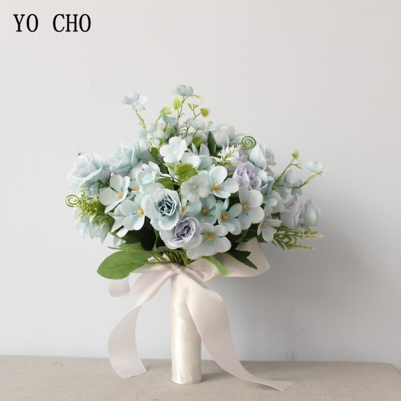 YO CHO-ramo de flores artificiales para novia, ramo de flores de seda, Bola de La Fortuna, Begonia, ramos de boda, dama de honor: B-blue