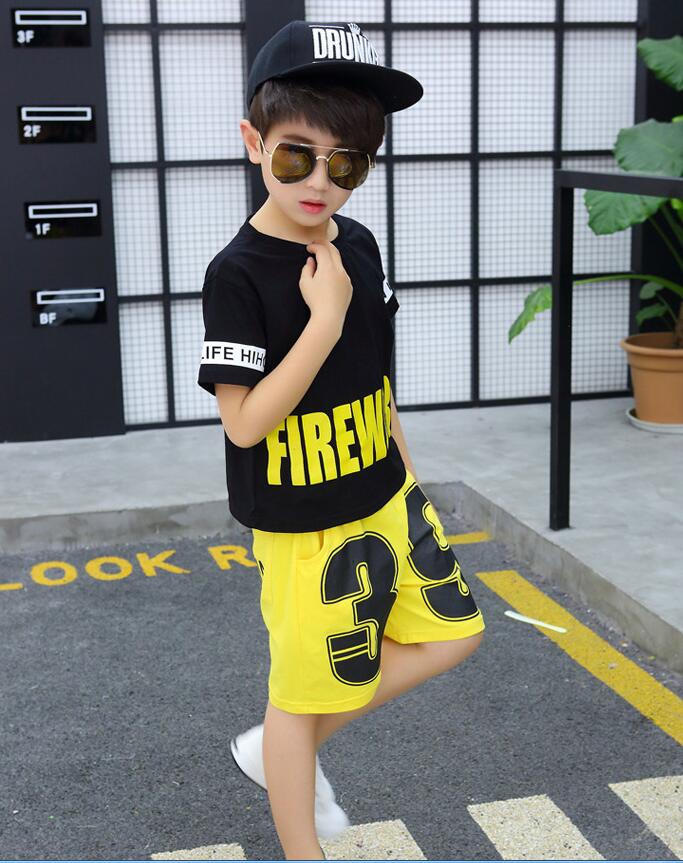 Jungen Mädchen verlieren Baumwolle Ballsaal Moderne Jazz Hüfte hüpfen tanzen Wettbewerb Kostüm freundlicher Tanzen Kleidung T-Shirt Spitzen Hosen: 2 Stücke / 160