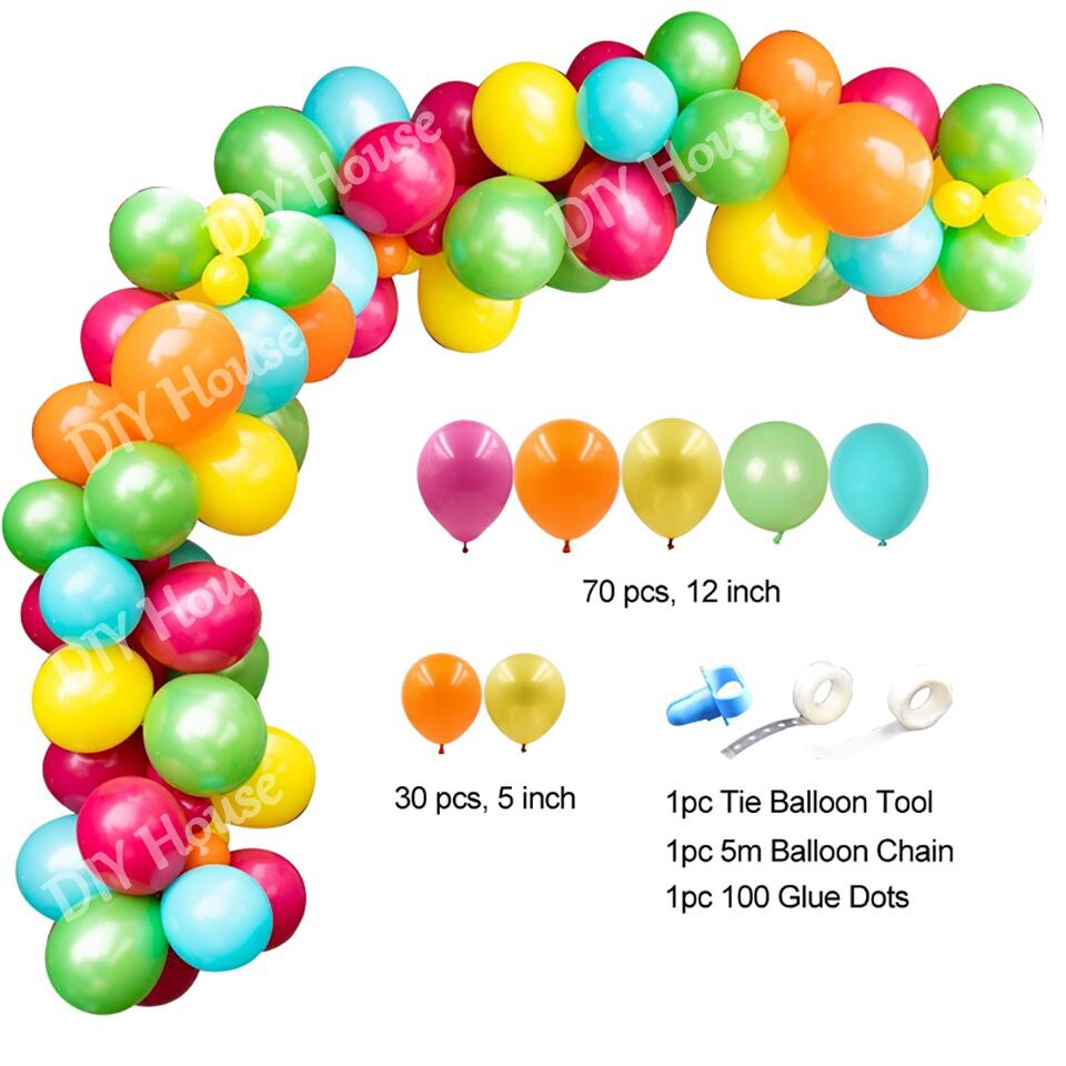 1Set Flamingo Theme Balloon Arch Pink Summer Pineapple Balls Wedding Party Decoration Happy Birthday Kids DIY Home Supplies: Rainbow A