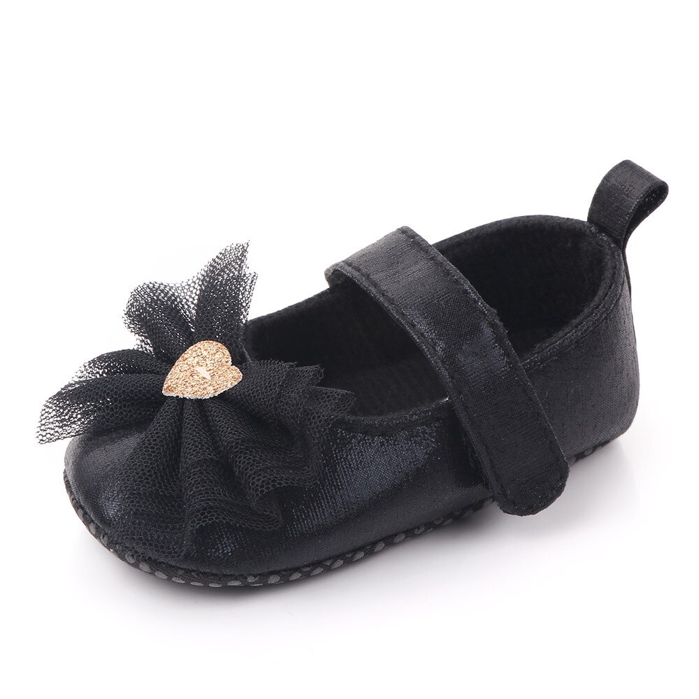 Spring / Autumn Infant Baby Girl baby Shoes princess Bow shoes soft bottom non-slip toddler shoes PU Leather First Walkers: black / 3