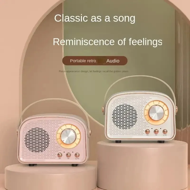 Retro Bluetooth Speakers USB AUX TF FM Radio Portable Mini Boombox Enhanced Bass For Table Home Outdoor Vintage Audio MP3