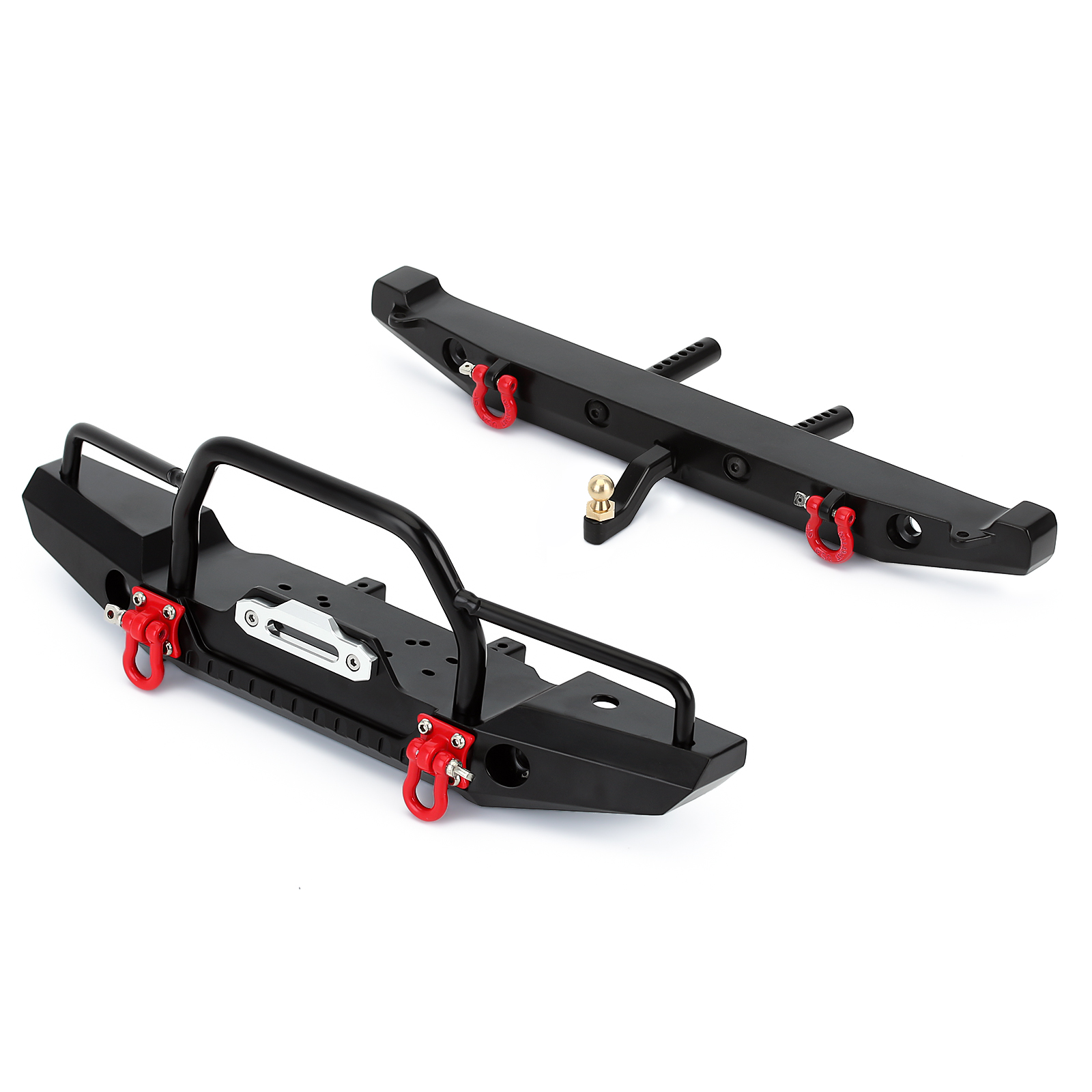 INJORA Metalowy przedni tylny zderzak z oświetleniem LED do gąsienic 1/10 RC Axial SCX10 i SCX10 II 90046 90047 Części modernizacyjne: Czerwony