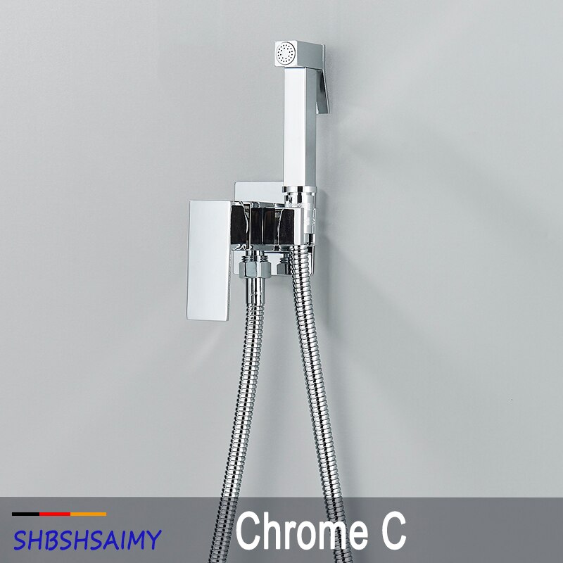 SHBSHAIMY Schwarz Durcheinander Schlecht Bidet Armaturen Hochdruck Spritzgerät dusche wasserhahn Bidet wc waschmaschine Warmen und Kalten Wasser Mischer: Chrom C