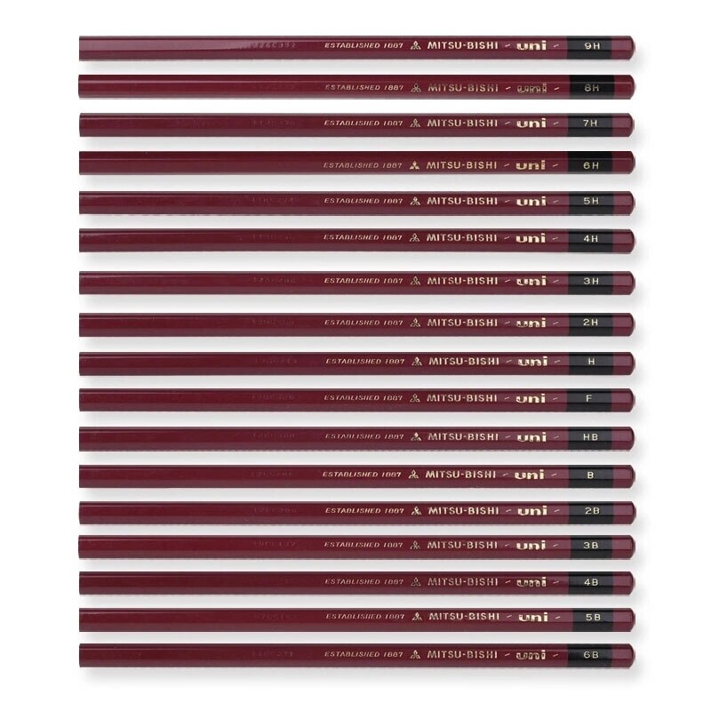 12 Pcs/box UNI Mitsubishi Pencil 1887 Hardness Test Special Wood Stick Pencil Elementary School Students Sketch Pencil