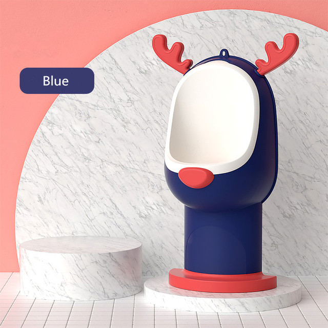 Urinario de pie para niños, inodoro montado en la pared, altura ajustada, orinal de ciervo, adaptador de baño para entrenador de orina, 2 colores: Blue