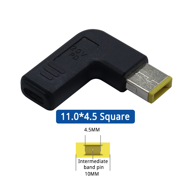 Adaptador de carregador de energia para laptop pd 65w tipo-c fêmea para dc macho plug quadrado 7.4*5.0mm para lenovo hp dell asus notebook conector: Laranja