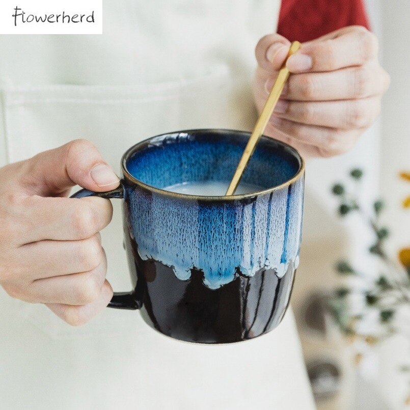 Tasse à café en céramique avec couvercle, Vintage, pour le petit déjeuner, lait, avoine, porcelaine, poterie, service à café