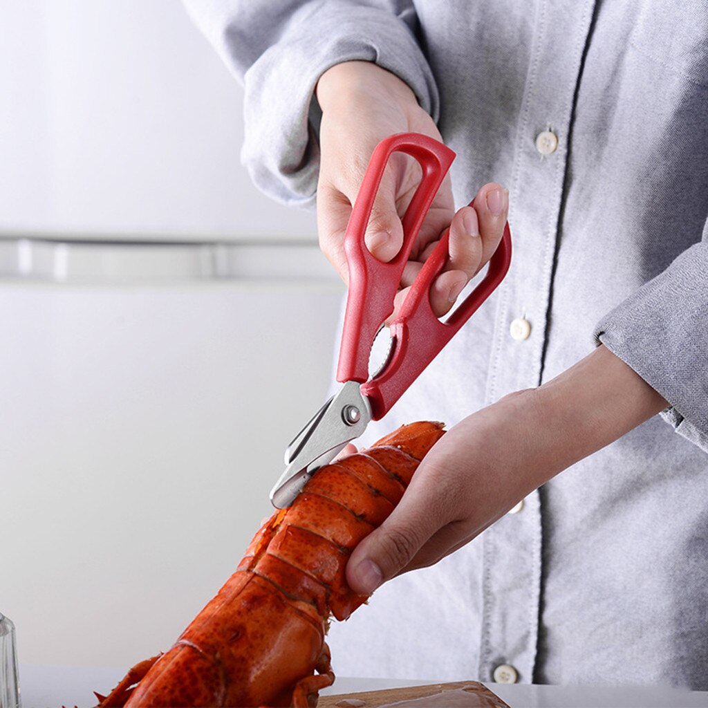 Aço inoxidável tesoura nova lagosta peixe camarão caranguejo frutos do mar tesouras snip conchas ferramenta de cozinha slimme keukentang