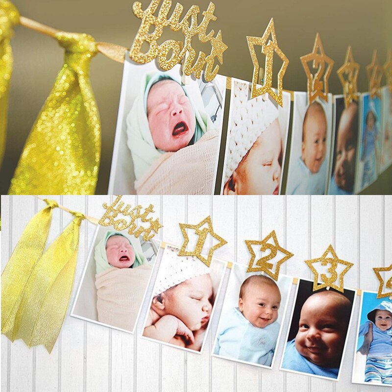 Baby 1st Verjaardag Jongen Meisje Ster Goud 12 Maand Foto Banner Ik Ben Een Photo Booth Banner Mijn Eerste Verjaardag party Decoraties Kids