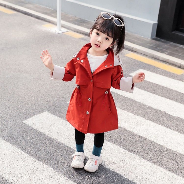 Herfst Winter Mode Baby Meisjes Trenchcoat Jas Kids Bovenkleding Hooded Windbreaker Kinderen Kleding Voor Meisjes W528: Rood / 10