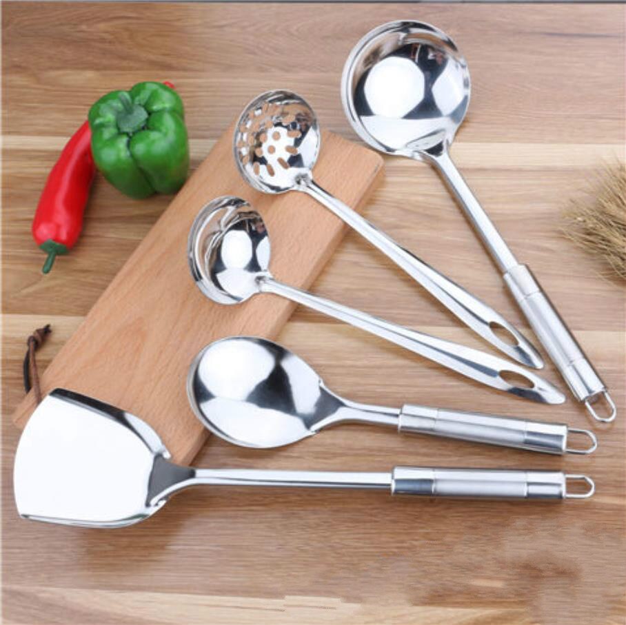 Antirust Cooking Tool Sets 304 Food Stainless Steel Kitchen Tools Gadgets Spatula Colander Soup Spoon Home Healthy Tools E11825: 1