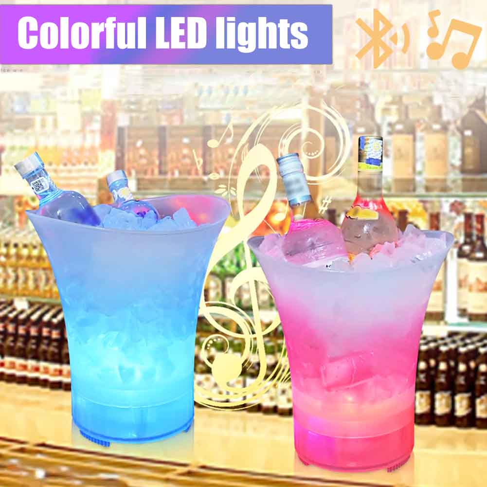 Suministros para fiestas, cubo de hielo KTV con barra de luz LED, cambiante de Color enfriador de vino, discotecas Bluetooth, contenedor de altavoz, utensilios de cocina