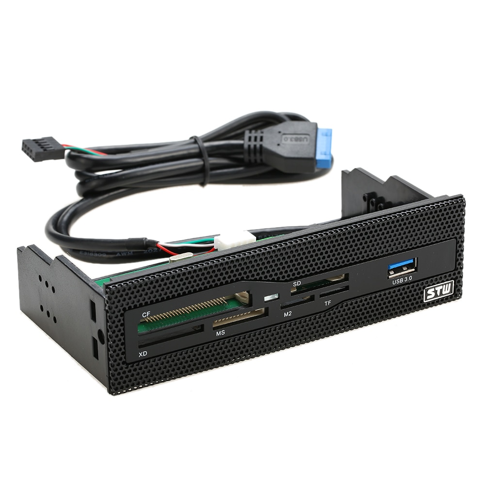 Lector de tarjetas interno USB 3,0, Panel frontal de PC de 5,25 pulgadas, todo en 1, compatible con CF, XD, MS, M2, TF, SD
