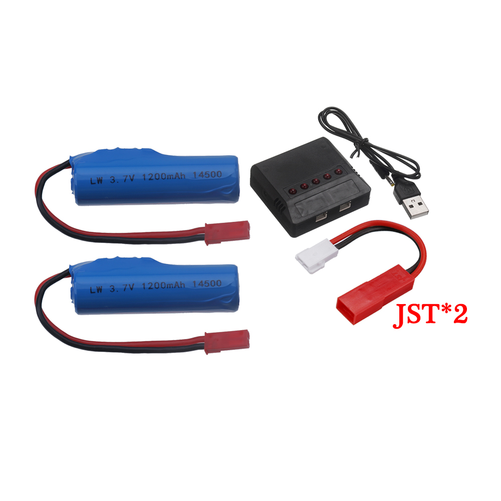 Batería recargable de iones de litio para coche teledirigido, Pila de 14500 V y 3,7 mAh con enchufe JST para coche teledirigido, volquete, juguetes de Control remoto: Rojo