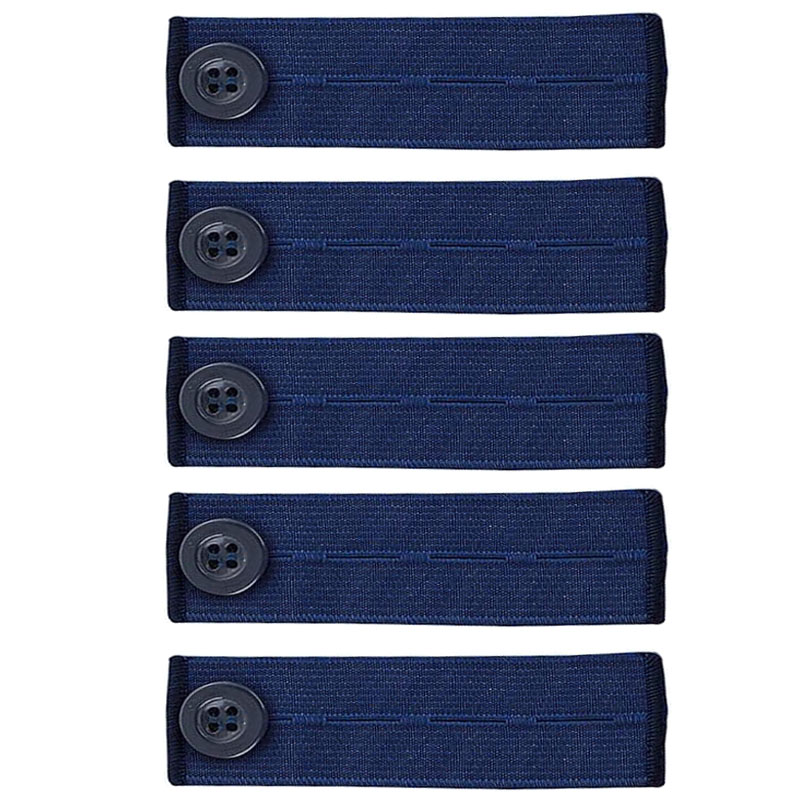 5pcs/lot Adjustable Elastic Waist Extenders Belt Waistband Expanders for Men Women Trousers Jeans Pants Button Extenders: Navy Blue