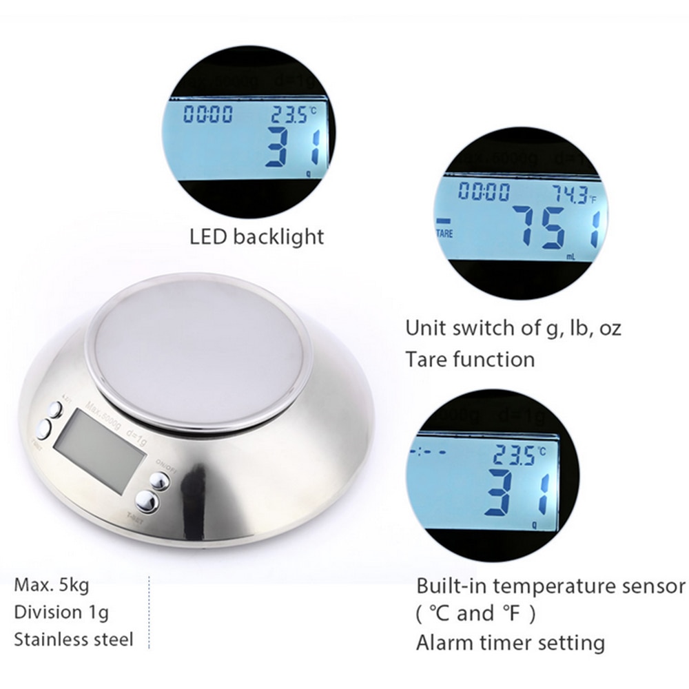 Stainless Steel Kitchen Scale and Bowl Household B... – Grandado