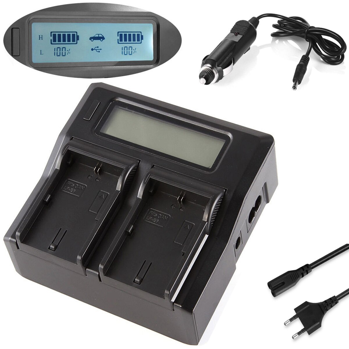 Dual Channel Lcd Display Quick Battery Charger Voor Sony NP-FV30, NP-FV50, NP-FV50A, NP-FV70, NP-FV70A, NP-FV100, NP-FV100A V Serie