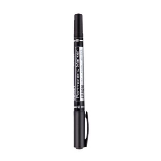 0.5/1mm Dual Double Tip Waterproof Pens Fast Dry Permanent Marker Environmental Ink two side smooth writing logistics: 1 PC BLACK