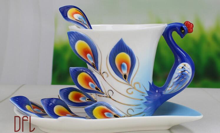 Big Peacock Coffee Cup Ceramic Mugs