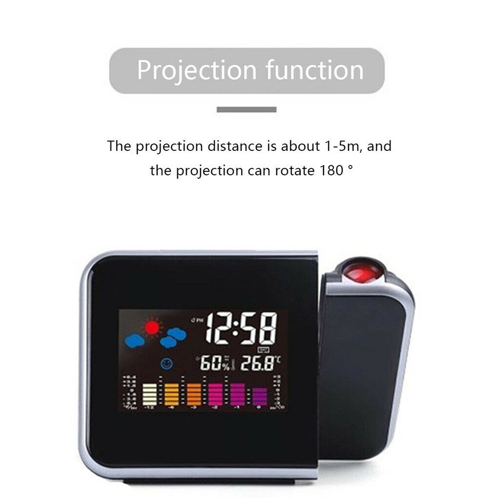 Smart LED Digital Projection Alarm Clock LCD Display Temperature Humidity Time Projector Calendar Snooze Desk Table LED Clock