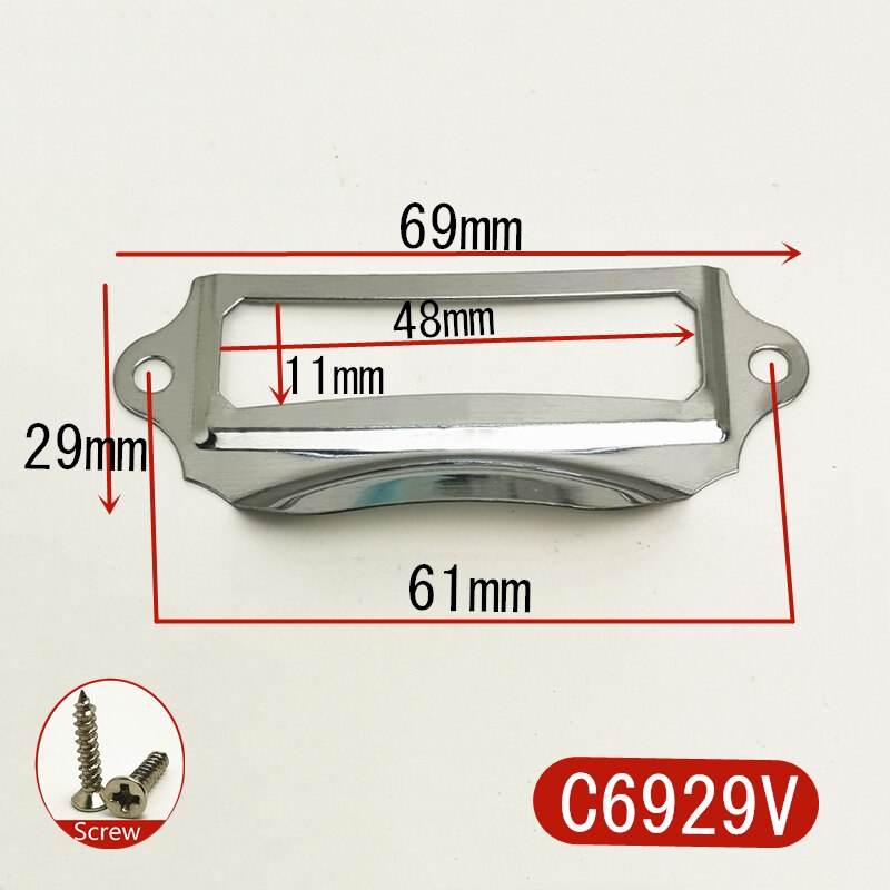 5 Stks/partij Antiek Messing Brons Metalen Label Pull Frame Handvat Bestand Naam Kaarthouder Voor Meubels Kast Lade Doos case Bin: C6929V