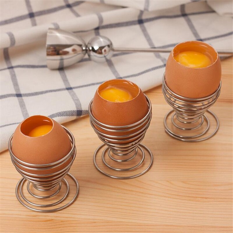 Soporte de huevos cocidos, bandeja de alambre espiral de acero inoxidable, herramienta de cocina, 1 ud.