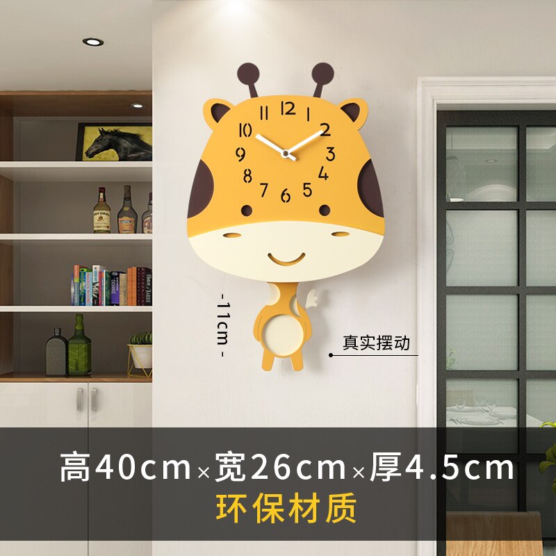 Crianças relógio de parede sala estar moda girafa digital relógio de parede criativo quarto reloj pared decoração chambre enfant bh50hh: Yellow fawn 13inch