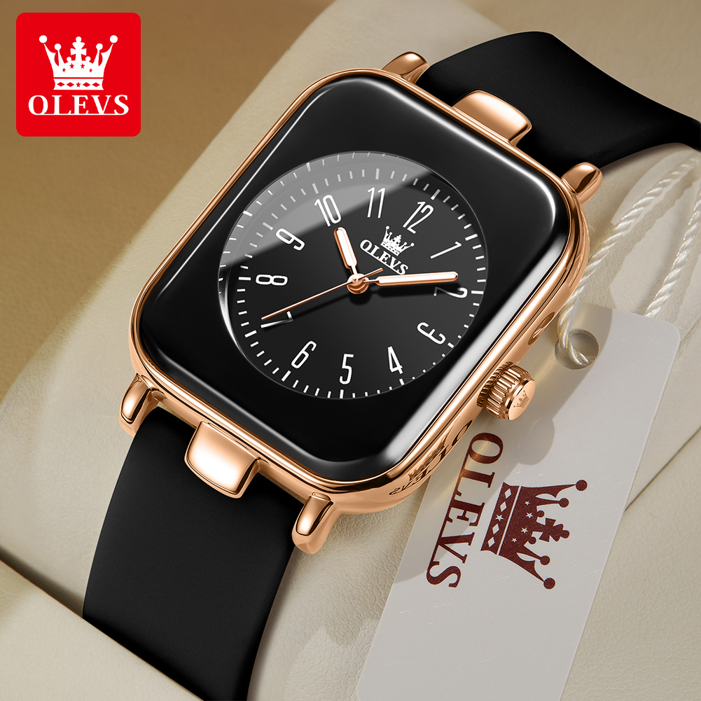 OLEVS Damenuhren, schlicht, , Quarz-Armbanduhr, originelles wasserdichtes Silikonarmband, leuchtende Zeiger, Trend-Modestil