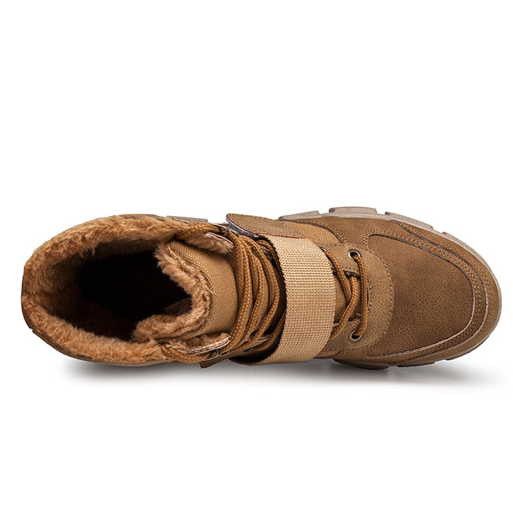 VESONAL hommes toile cuir cheville hiver neige bottes hommes chaussures baskets vintage fourrure en peluche mâle décontracté botte en plein air chaussures
