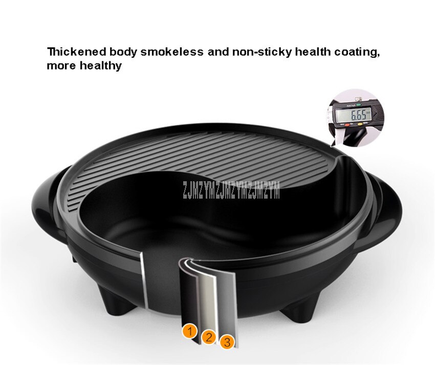 1.8L Capacity Electric Multi Cooker Household Non-stick Electric Pot Cooking Machine BBQ Barbecue Roasting Hotpot Cooker