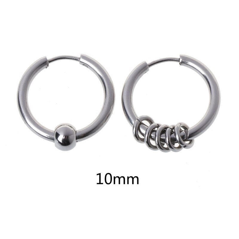 1 Paar 8Mm-20Mm Titanium Staal Hip Hop Hoop Earring Kraakbeen Helix Piercing Oorbellen