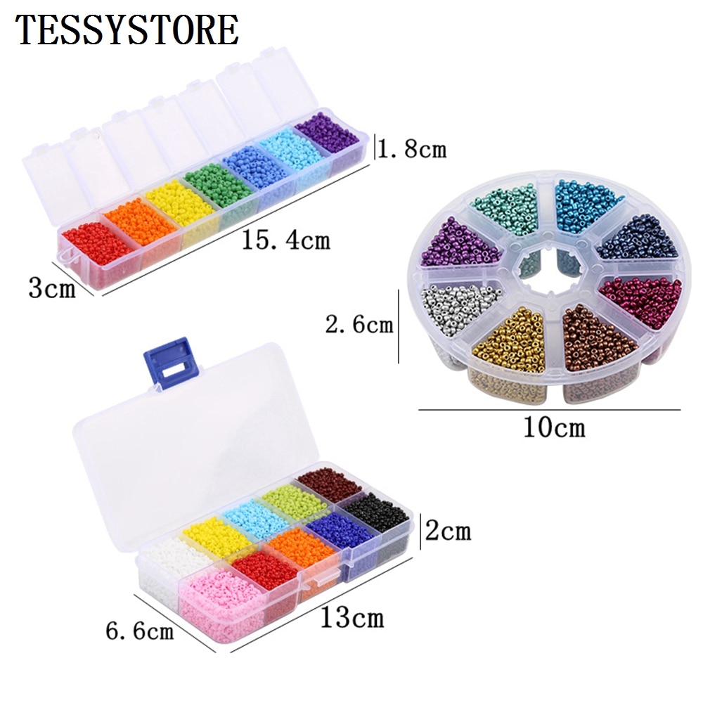 TESSYSTORE coffret 2mm perles de rocaille en verre breloque tchèque cristal entretoise perles de verre pour la fabrication de bijoux anneaux bricolage accessoires faits à la main