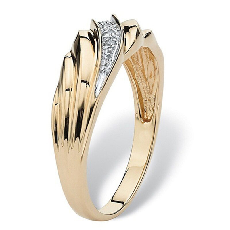 Twisted Men Women Ring Exquisite Gold Color Metal Inlaid with White Zircon Engagement Ring Jewelry