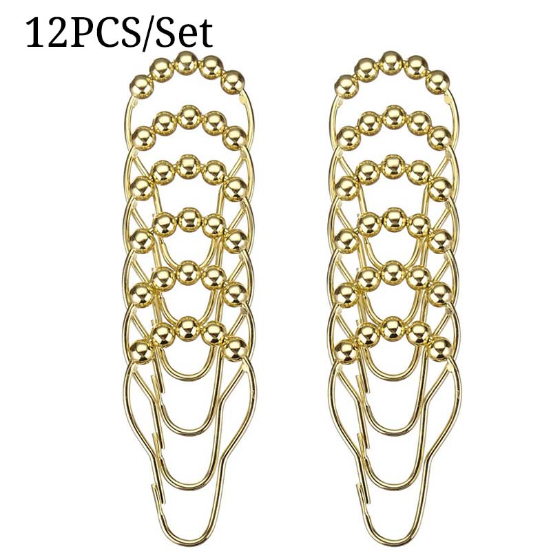Crochets de rideau en acier inoxydable, 5 rouleaux, boule de Nickel satiné poli, rideau de bain, anneaux de rideau de douche, 6 pièces/12 pièces: jaune clair