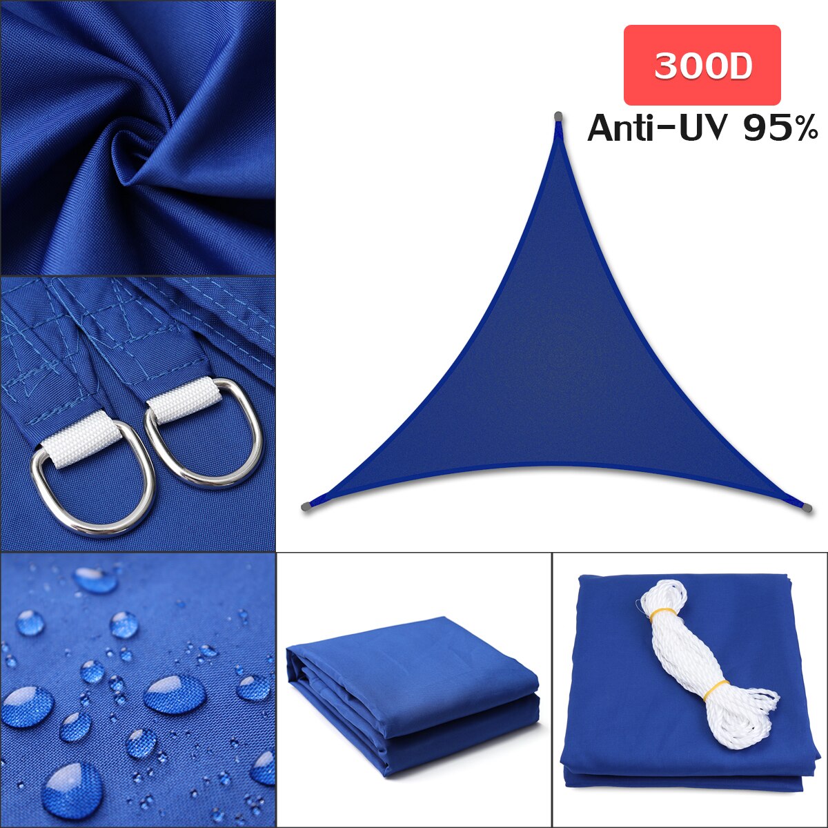 300D Waterproof 3x3x3m awning Regular Triangle Extra Heavy Shade Sail Sun Outdoor Sun Shelter for garden Camping tents