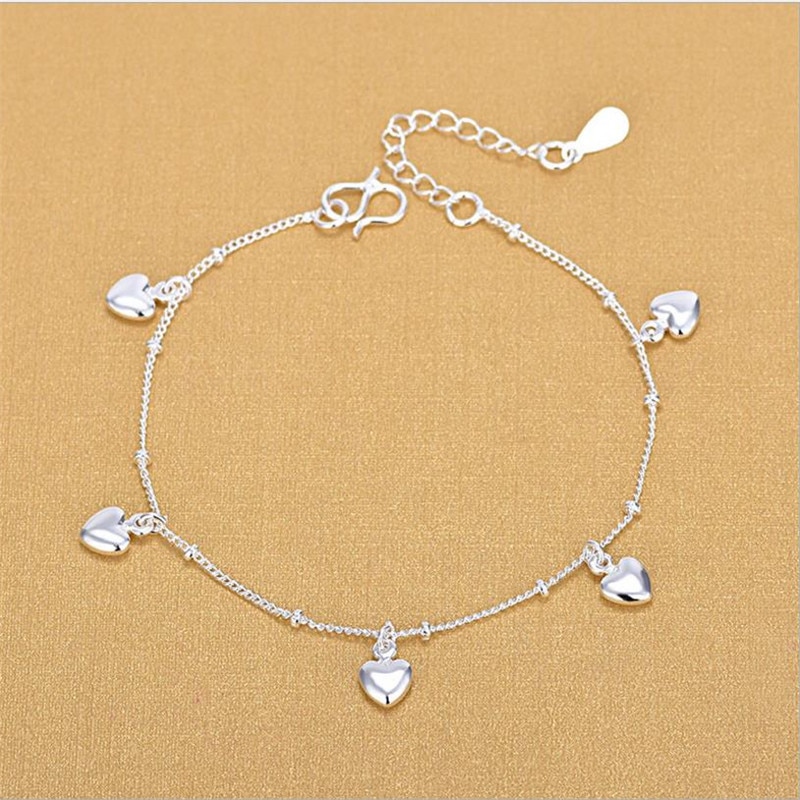 LUKENI Trendy 925 Sterling Silber Armbänder Für Frauen Schmuck Charme Herz Silber Fußkettchen Mädchen Engagement Party Zubehör