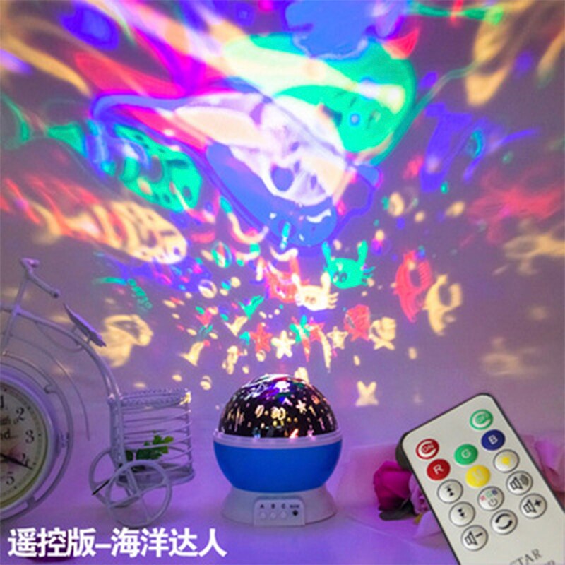 Novelty LED rotating star projector lighting moon sky baby night sleep light music rotating projection lamp luminous toy: F